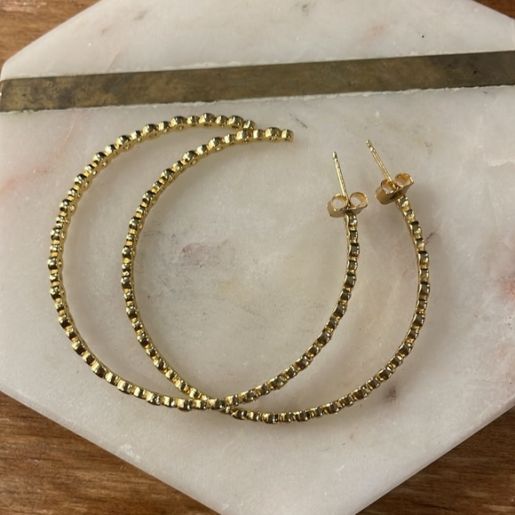 NWOT Anthropologie crystal rhinestone hoop earrings - Picture 2 of 4